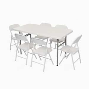 Set Kids 1 Table 4ft + 6 Plastic Chairs rental